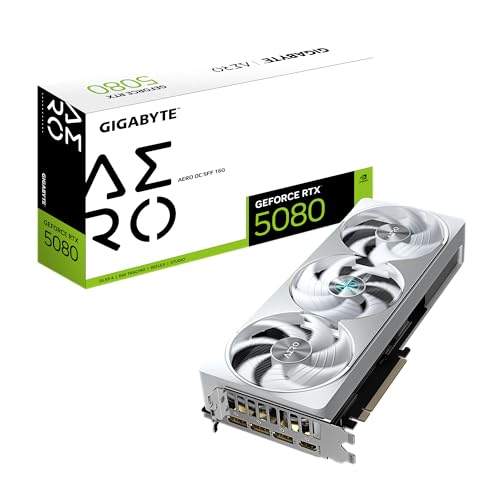 Gigabyte GeForce RTX 5080 Aero OC SFF 16G Tarjeta Gráfica - 16GB GDDR7, 256 bits, PCI-E 5.0, 2730MHz Core Clock, 3 x DisplayPort, 1 x HDMI, GV-N5080AERO OC-16GD