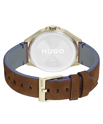 HUGO Reloj Analógico de Cuarzo para Hombre Colección #Smash con Correa de Cuero Marrón - 1530134