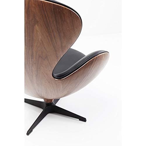 KARE 83346 Sillón Giratorio Lounge, Schwarz Walnuss, 63.5 x 43 x 114