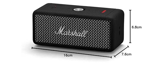 Marshall Emberton II Altavoces Bluetooth portátiles, inalámbricos, Emparejables, IP67 Resistentes al Polvo y al Agua, Encima de 30 Horas de Tiempo de reproducción - Negro y Acero