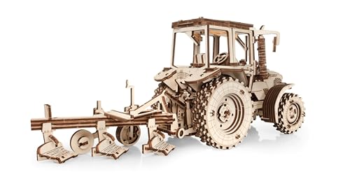 EWA Eco-Wood-Art ARADO 3D de Madera-Rompecabezas para Adultos y Adolescentes, 14+ -Montaje sin pegamento-325 Piezas, Color natuurlijk, Medium (Tractor BELARUS-82.3 with PLOW)