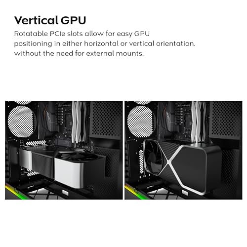 MONTECH HS02, ATX Mid-Tower PC Case, Gaming PC, High-Airflow, Reversible Layout, Sturdy Curved Tempered Glass Front Panel, Sink-in Design, Toolless Panels, Black, US