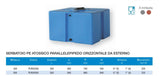 Depósito de Polietileno Certificado para Agua Potable paralelepípedo Rectangular bajo Mod. 300 litros Gris Made in Italy