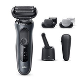 Braun Series 6 60-N7650cc Afeitadora Eléctrica Hombre de Lámina para Barba, con Centro de Limpieza SmartCare, Recortadora Barba, Depiladora Corporal, Uso en Seco y Mojado, Recargable, Inalámbrica,Gris