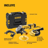 DEWALT Mini-amoladora angular eléctrica, 125mm, Potente motor 1500 W, Arranque Suave + Bloqueo, Velocidad sin carga 2800-10000 rpm, Rosca M14, Sistema de extracción de polvo, DWE4257KT-QS