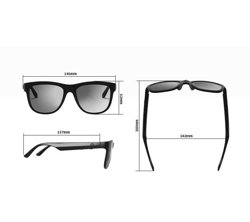 Gafas Inteligentes Bluetooth con Altavoz y micrófono Integrados de Audio, inalámbricas, IP57, Impermeables, diseño Unisex polarizadas Oba-F11, Negro