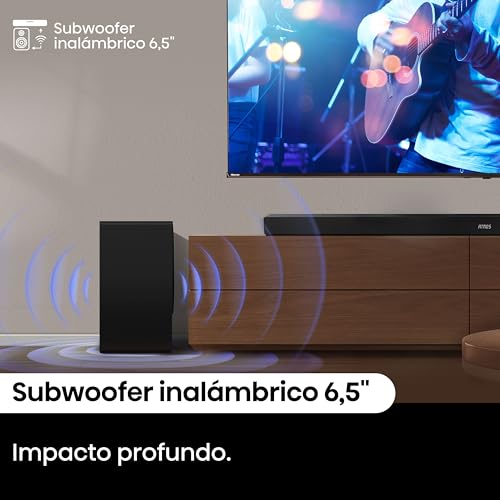 Hisense AX5100Q - Barra de Sonido 5.1, 580W, 8 Altavoces, Subwoofer y Altavoces Traseros Semi-Inalámbricos, Dolby Atmos, Hi-Concerto, HDMI eARC, Bluetooth 5.3, Ez Play