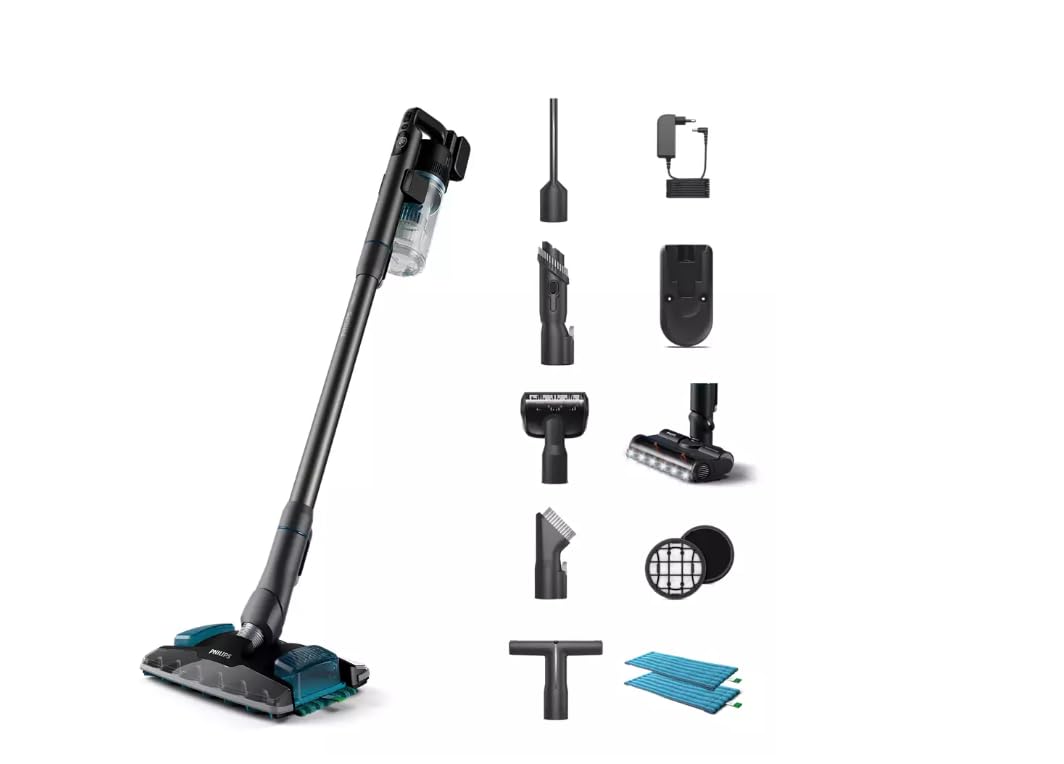 Philips Aspiradora Sin Cable Serie 8000 Pet, Aspiración Superior, 80 Min de Autonomía, Reconocimiento de Suelos, Smart Display, Cepillo Con Luz LED, Cepillo Pet & Aqua, Filtro Antialérgico (XC8055/01)