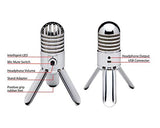 SAMSON Meteor Mic - Portable USB Studio Quality Condenser Microphone - High Performance, General Purpose/Podcast/Gaming/Music Recording Microphone, 16-bit, 44.1/48kHz Resolution, Silver Chrome
