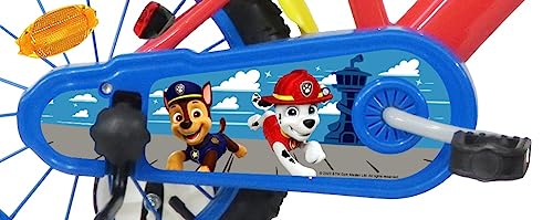 Bicicleta Atlas Bicicleta Niño 14' Paw Patrol Equipada con 2 Frenos, Placa Delantera Decorativa, Bidón Trasero y Casco Pat Patrulla Incluido Niño, Rojo, 14
