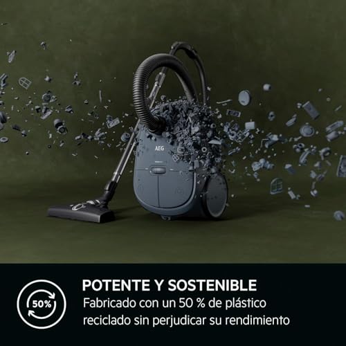 AEG Aspiradora de Trineo Con Bolsa AB61C2DBS, 850W, Filtro HEPA, Capacidad 3,5 L, Radio de Acción 12m, Ruedas XL, Cepillo Parketto, Boquilla 3 en 1, Incluye 1 bolsa, Azul