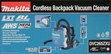 Makita DVC265ZXU Aspirador 18Vx2 + Tubo 1,5m AWS Bluetooth 2L, 36V,