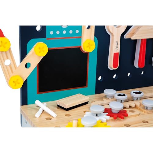 Janod - Mesa Grande Robot Brico'Kids - Juego de Bricolaje Infantil - 51 Accesorios + 3 Herramientas + 1 Robot - Juego de Imitación - Desarrolla la Motricidad Fina - A Partir de 36 Meses, J06457