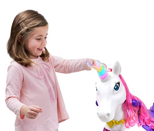 FEBER, My Lovely Unicorn con Melena Rosa, Mascota electrónica y vehículo de batería 12 V (Famosa 800011603), Blanco