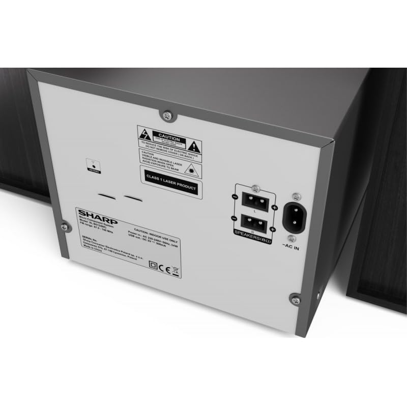Sharp XL-B512(BK) Microcadena Sound System Estereo con Radio FM, Bluetooth v5.0, CD-MP3, reproducción USB, Altavoces de Madera y 45W Color Negro