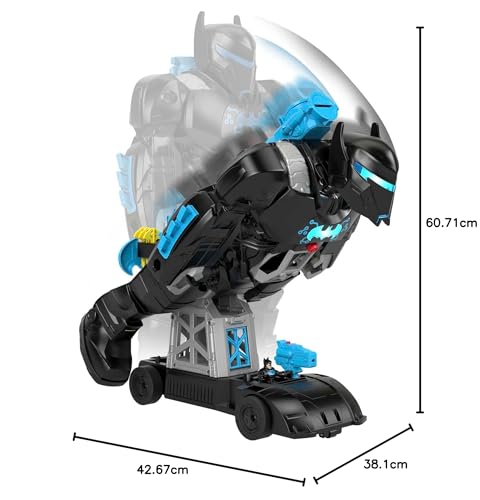 Fisher-Price Imaginext DC Super Friends Bat-robot con Bat-tecnología, robot 2 en 1 que se transforma y conjunto de juego de Batman con luces y sonidos para niños y niñas de 3 a 8 años