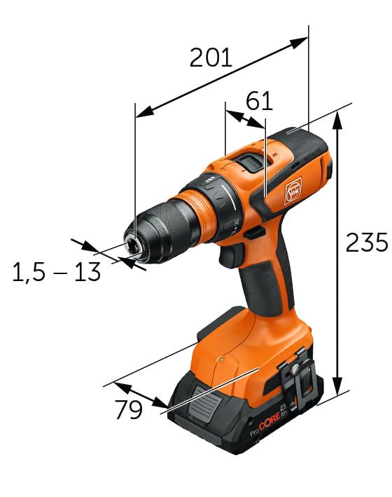 FEIN Práctico combo a batería.Llave de impactoASCD 18-200 W4 y taladro atornillador ASCM 18 QSW.Compatible con las baterías Bosch Professional 18V desde 2008 y las baterías AMPShare
