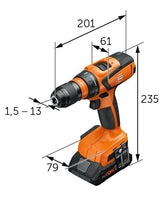 FEIN Práctico combo a batería.Llave de impactoASCD 18-200 W4 y taladro atornillador ASCM 18 QSW.Compatible con las baterías Bosch Professional 18V desde 2008 y las baterías AMPShare