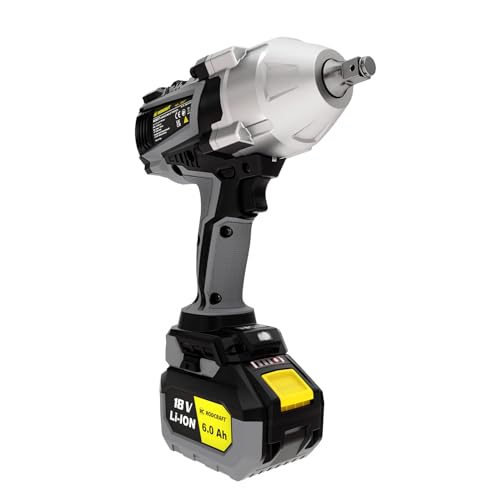 Rodcraft Rc9087K6 - Llave de impacto (3/4", 1500 Nm, luz LED, 2 baterías de 6 Ah, cargador y bolsa de tela)