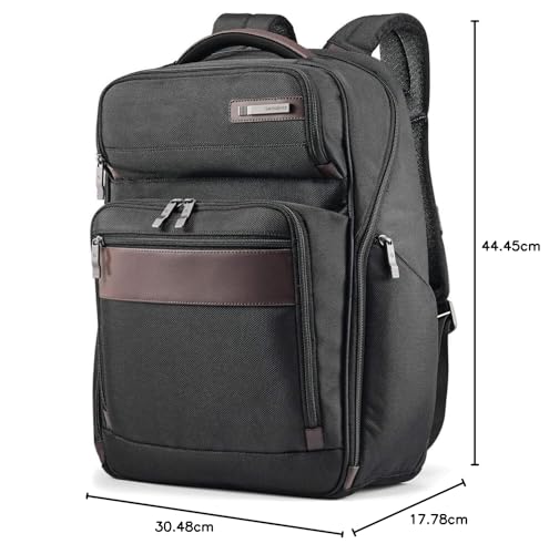 Samsonite Kombi - Mochila de negocios, Negro/Marrón, 17.5 x 12 x 7-Inch, Kombi - Mochila de negocios