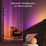 Philips Hue - Kit Perifo Iluminación en carril Luz Blanca y de Colores - Set base de pared (negro) de 200cm con 2 focos y tubo de luz Gradient - Anclajes incluidos