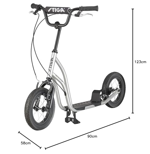 STIGA Patinete Air Scooter - Patinete Freno de Mano, Soporte y Manillar Ajustable en Altura - a Partir de 7 Años - Carga máxima de 100 kg