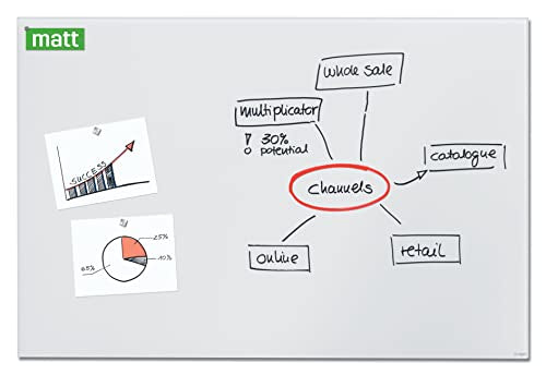 SIGEL GL520 Pizarra de cristal megnética di vetro / whiteboard, 150 x 100 cm, apenas aparecen reflejos, blanco mate - Artverum