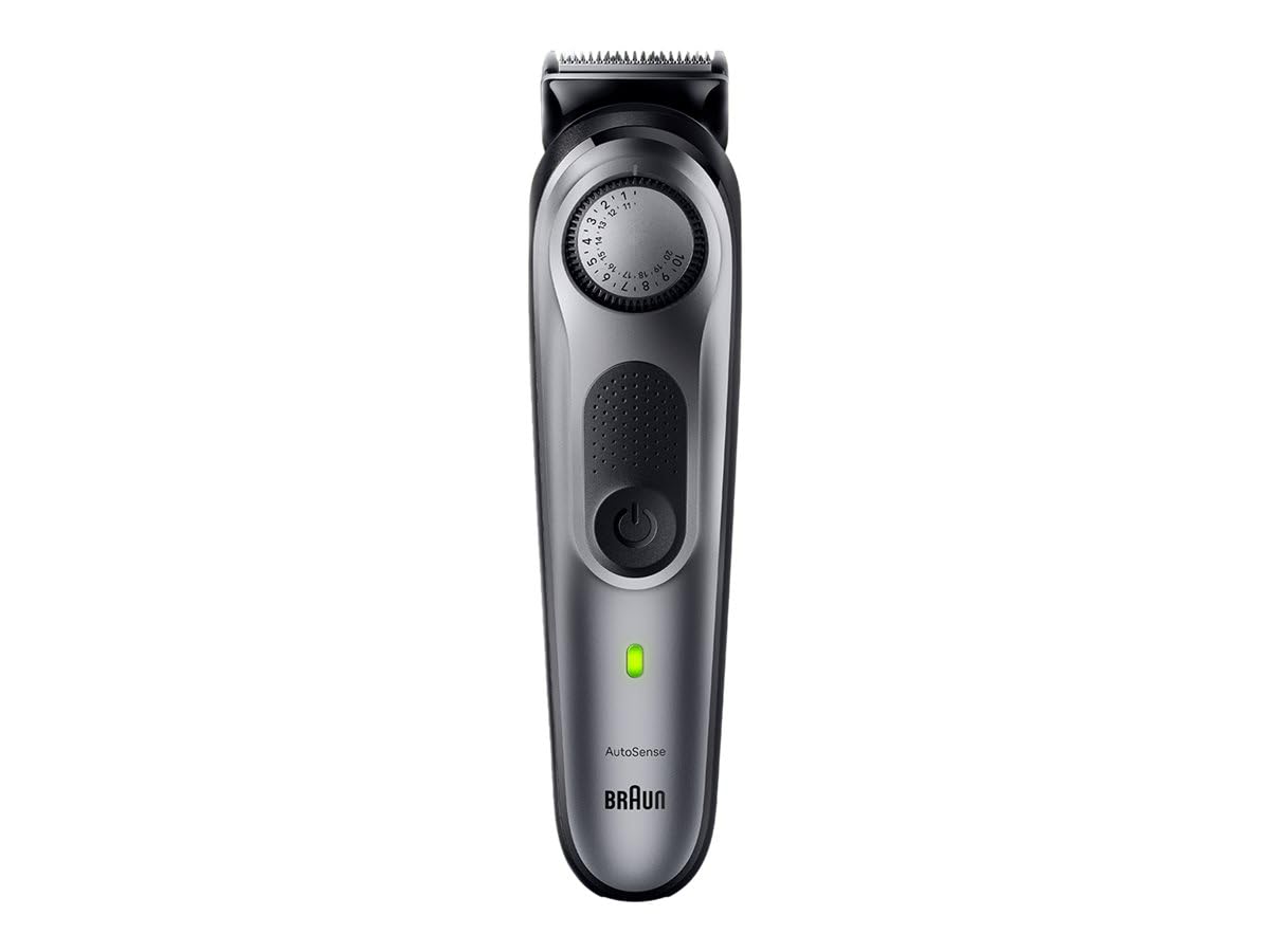 Braun Series 7 BT7420 - Recortadora de barba profesional para hombre, 40 ajustes de longitud, herramientas de barbería, base de carga, estuche de viaje, plantilla de barba, batería