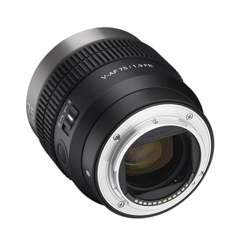 Samyang V-AF 75 mm T1,9 FE para Sony E, lente de vídeo, objetivo de enfoque automático, soporte de lentes Cine 8K, compatible con Anamórficos, interruptor personalizado y botón personalizado
