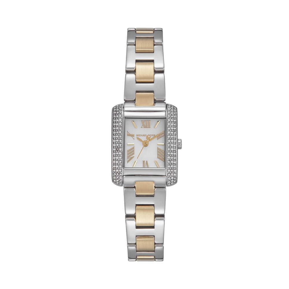 Michael Kors Reloj Emery para Mujer, Movimiento de Cuarzo a Tres Agujas con Correa de Acero Inoxidable, 22 mm, Tono Oro y Plata
