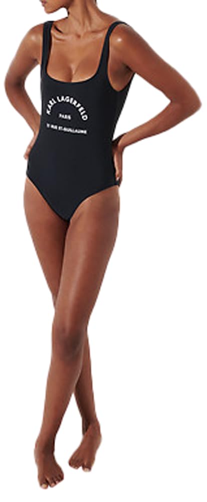 KARL LAGERFELD B.V Rue St Guillame Logo Cheeky Swimsuit Traje de baño de una Pieza, Negro, M Mujeres