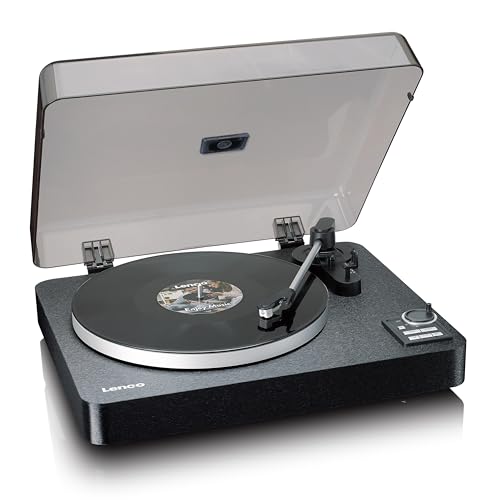 Lenco LBTA-165BK Tocadiscos Totalmente automático - Bluetooth 5.3 - Carcasa de Madera - Platos de Metal y Pastilla AT3600L - Arranque automático y Retorno automático - 2 velocidades (33/45 RPM) -