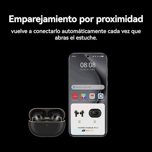 HUAWEI FreeBuds Pro 4 Auriculares Inalambricos, Auriculares Bluetooth Sonora Sin Pérdidas, Llamadas Estables, ANC Dinámica, Diseño de Cuerdas Plateadas, hasta 33 Horas, iOS & Android,Negro
