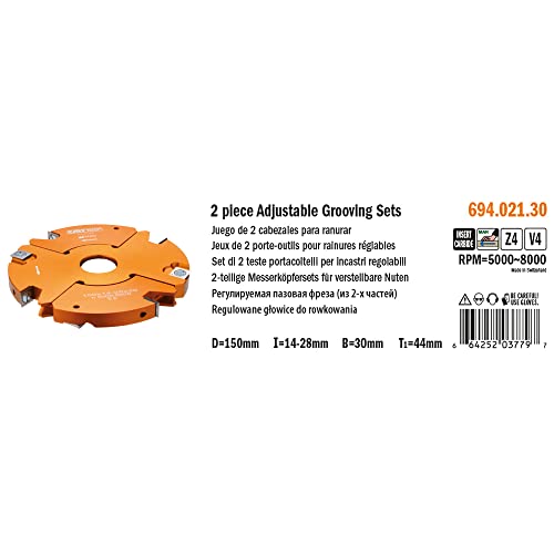 CMT 694.021.30 Juego de 2 cabezales para ranurar D150mm I14-27mm B30mm