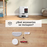 Bosch - Robot Aspirador Spotless +, BCRD1W, aspira y friega, Potencia 11.000 Pa², Almohadilla húmeda Fija, estación Seca, Sistema Inteligente de visión por Infrarrojos, Bosch Home Connect App, Blanco
