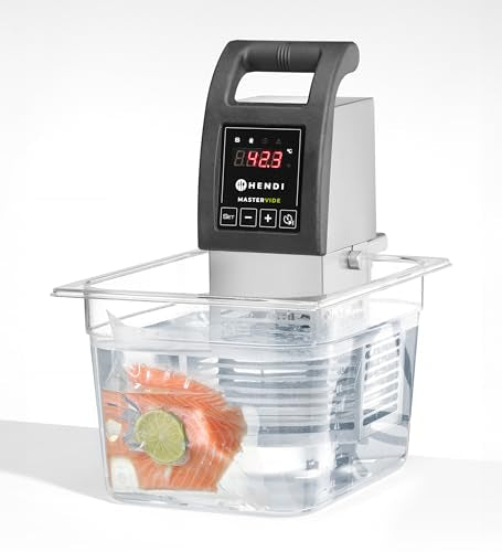 HENDI Sous vide mastervide, para cocinar alimentos en agua, para contenedores de hasta 56L, rango de temperatura: 5°C a 95°C, sous vide stick, 230V/2000W, 240x138x(H)364mm, PA, acero inoxidable