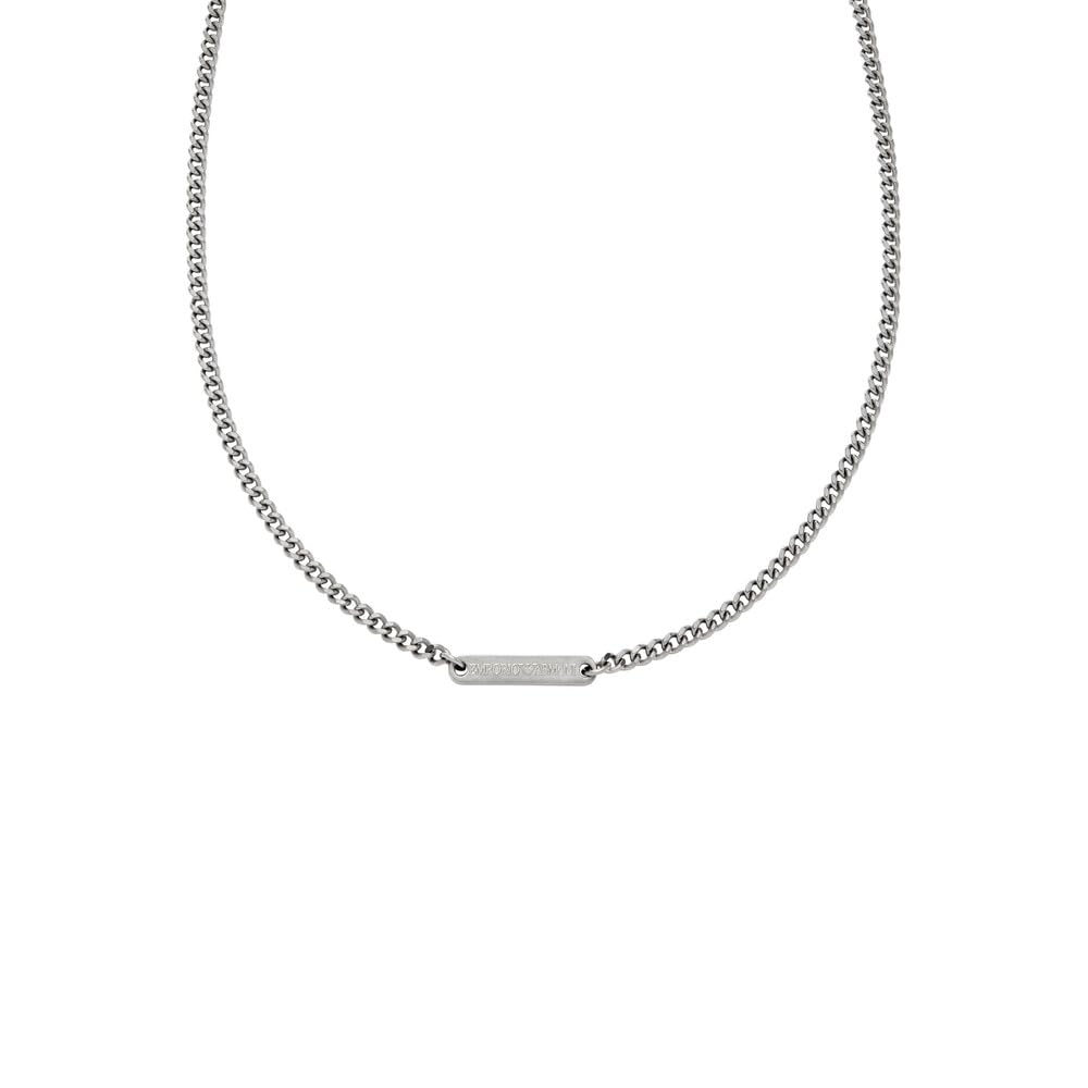 EMPORIO ARMANI Collar colgante para hombre en acero inoxidable con cierre de langosta, Gris frío