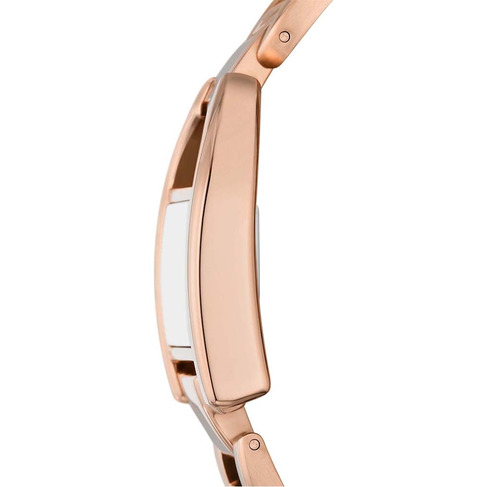 Fossil Harwell Reloj para Mujer, Movimiento de Cuarzo con Correa de Acero o Piel, Tono Oro Rosa y marrón, 28MM