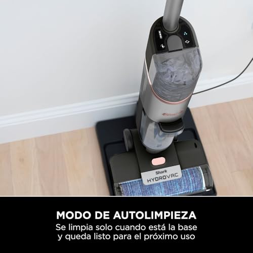 Shark HydroVac Aspiradora mopa sin cable, aspira y friega suelos, con cepillo multisuperficie giratorio antimicrobiano para eliminar olores, limpia en seco y húmedo, modo autolimpieza, gris WD210EU
