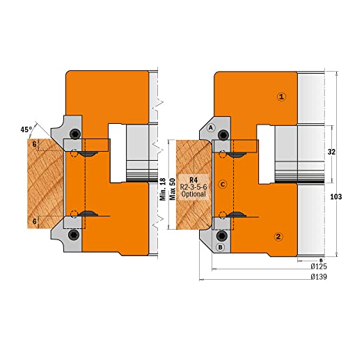 CMT 694.005.31 - Cabezal para biselar y redondear r4 d=124x15-50x31.75
