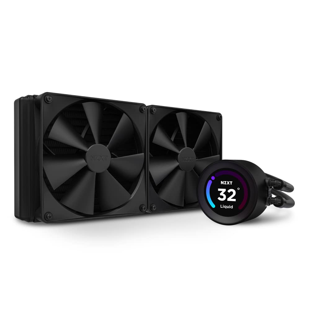NZXT Kraken Elite 280 RL-KN28E-B1-280mm AIO - Enfriador líquido para CPU - Pantalla LCD personalizable de 2.36 pulgadas para imágenes, métricas de rendimiento y más - Bomba de alto rendimiento - 2