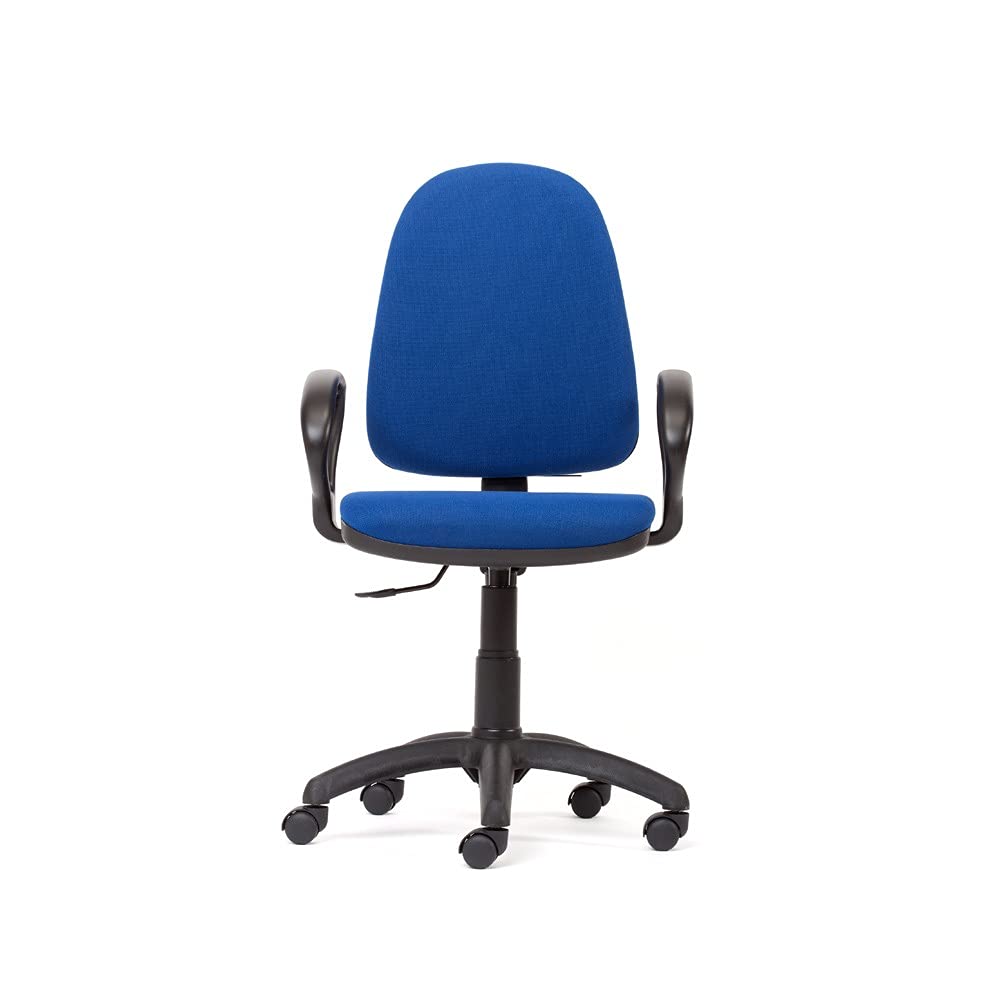 Rocada Silla de Escritorio Barata | Silla Oficina Color Azul | Silla despacho Cómoda, Ajustable y con Ruedas | Regulable en Altura | Tapizada en Tela Ignífuga y con Reposabrazos