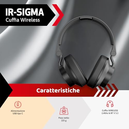 Auricular Adicional inalámbrico + BT IRRADIO IR-Sigma Plus, Ideal para TV, películas, música, Juegos, Audio inmersivo multiusuario, Ecualizador, Uso Interior/Exterior