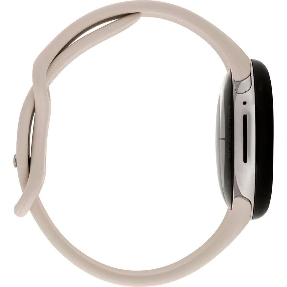 Google Pixel Watch, Reloj con rastreador de Actividad, Reloj Inteligente con rastreador de frecuencia cardíaca, Carcasa de Acero Inoxidable Plateado Pulido con Correa Deportiva LTE con Tiza