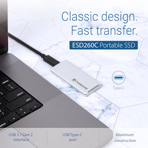 Transcend SSD Portátil ESD260C 1TB USB 3.1 Tipo-C - TS1TESD260C