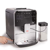 Melitta Barista T Smart F831-101, Cafetera Superautomática con Molinillo Silencioso, App Connect, Pantalla Táctil, 18 Recetas, 15 Bares, 1450 W, 1.8 litros, Acero inoxidable, Plata/Negro