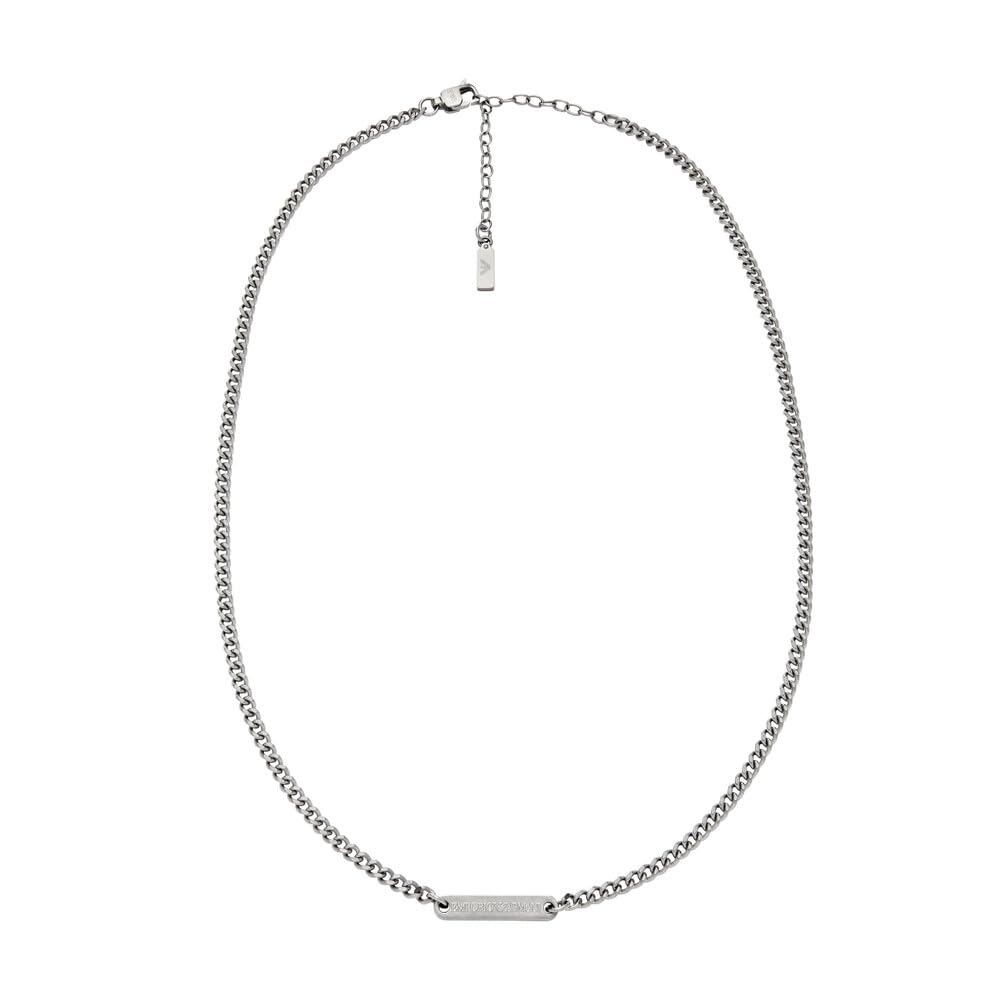EMPORIO ARMANI Collar colgante para hombre en acero inoxidable con cierre de langosta, Gris frío