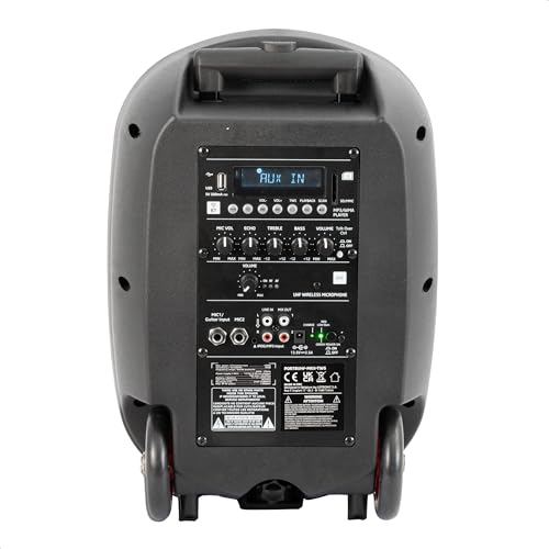 Ibiza - PORT8UHF-MKII-TWS - Altavoz portátil de 8"/400 W MAX con 1 micrófono con cable y 1 micrófono UHF, mando a distancia y maletín de transporte - Bluetooth, USB, SD y TWS - 6-8 horas de autonomía