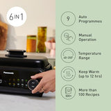 Panasonic NF-GM600 - Olla Multifunción Eléctrica 6 en 1, 1400 W, 40-250 °C, 9 Modos Automáticos, 6 Accesorios Platos, Extractor de Humo, Apta para Lavavajillas, Cable de 2,5 m, Color Negro