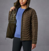 Columbia Powder Lite Hooded Jacket, Chaqueta Acolchada Con Capucha Mujer, Olive Green, M
